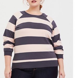 GREY & PINK STRIPE RAGLAN SWEATSHIRT